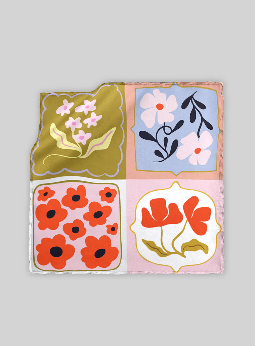 Botanical Tiles Silk Pocket Square