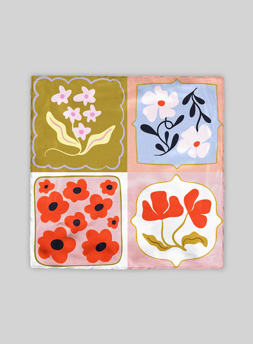 Botanical Tiles Silk Pocket Square - Image 3