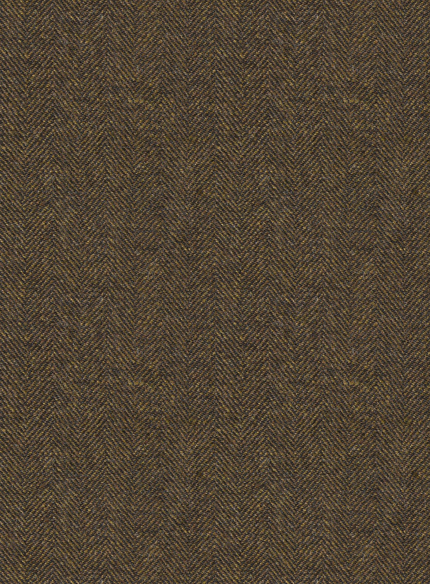 Bottle Brown Herringbone Tweed Pea Coat - Image 3