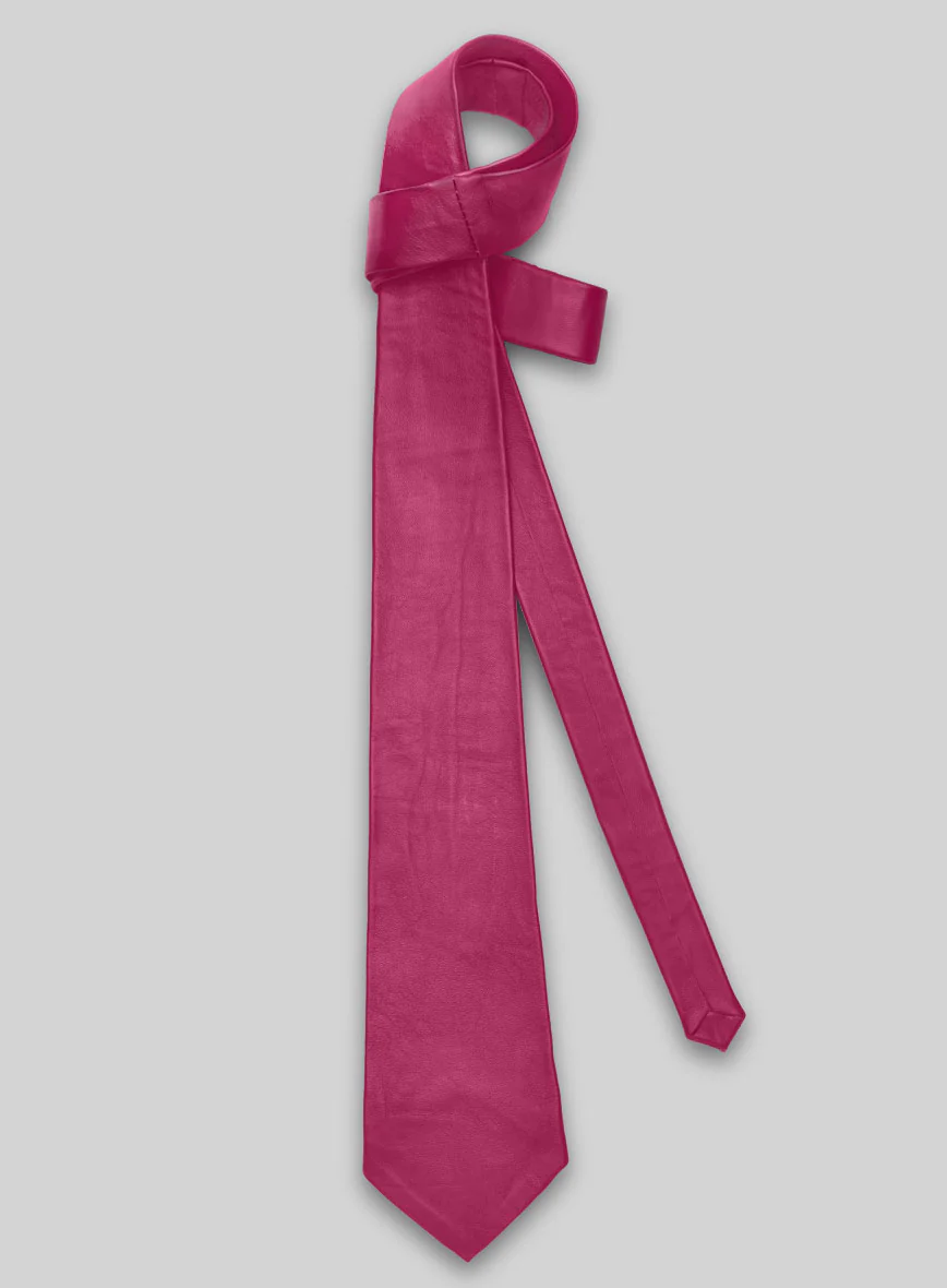 Bright Pink Leather Tie - Image 2