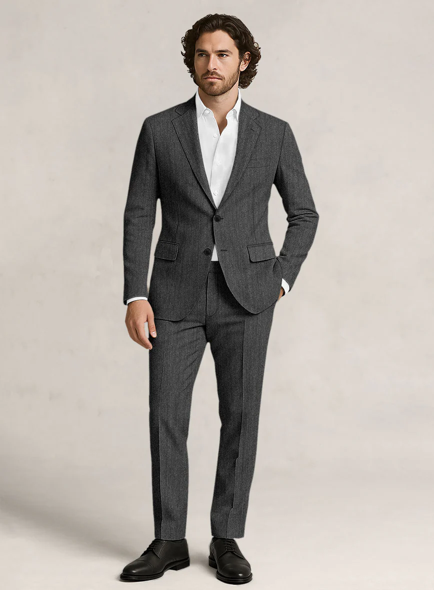 Bristol Ash Gray Herringbone Suit