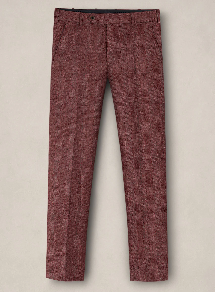 Bristol Burnt Maroon Herringbone Pants - Image 2