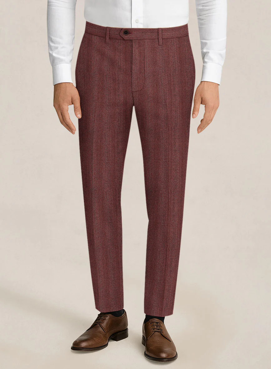 Bristol Burnt Maroon Herringbone Suit - Image 5