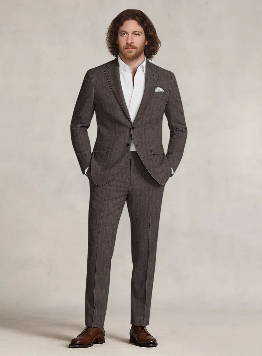 Bristol Dark Brown Herringbone Suit