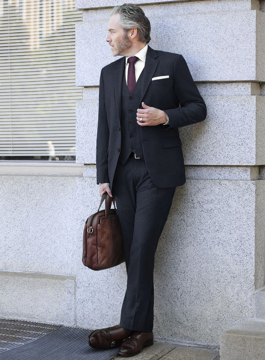 Bristol Dark Navy Sharkskin Suit - Image 2