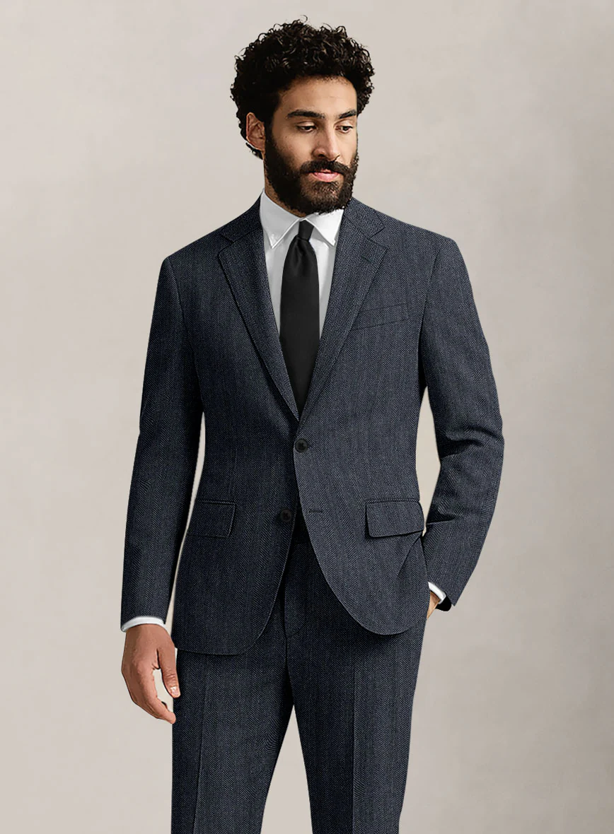 Bristol Steel Blue Herringbone Jacket - Image 2