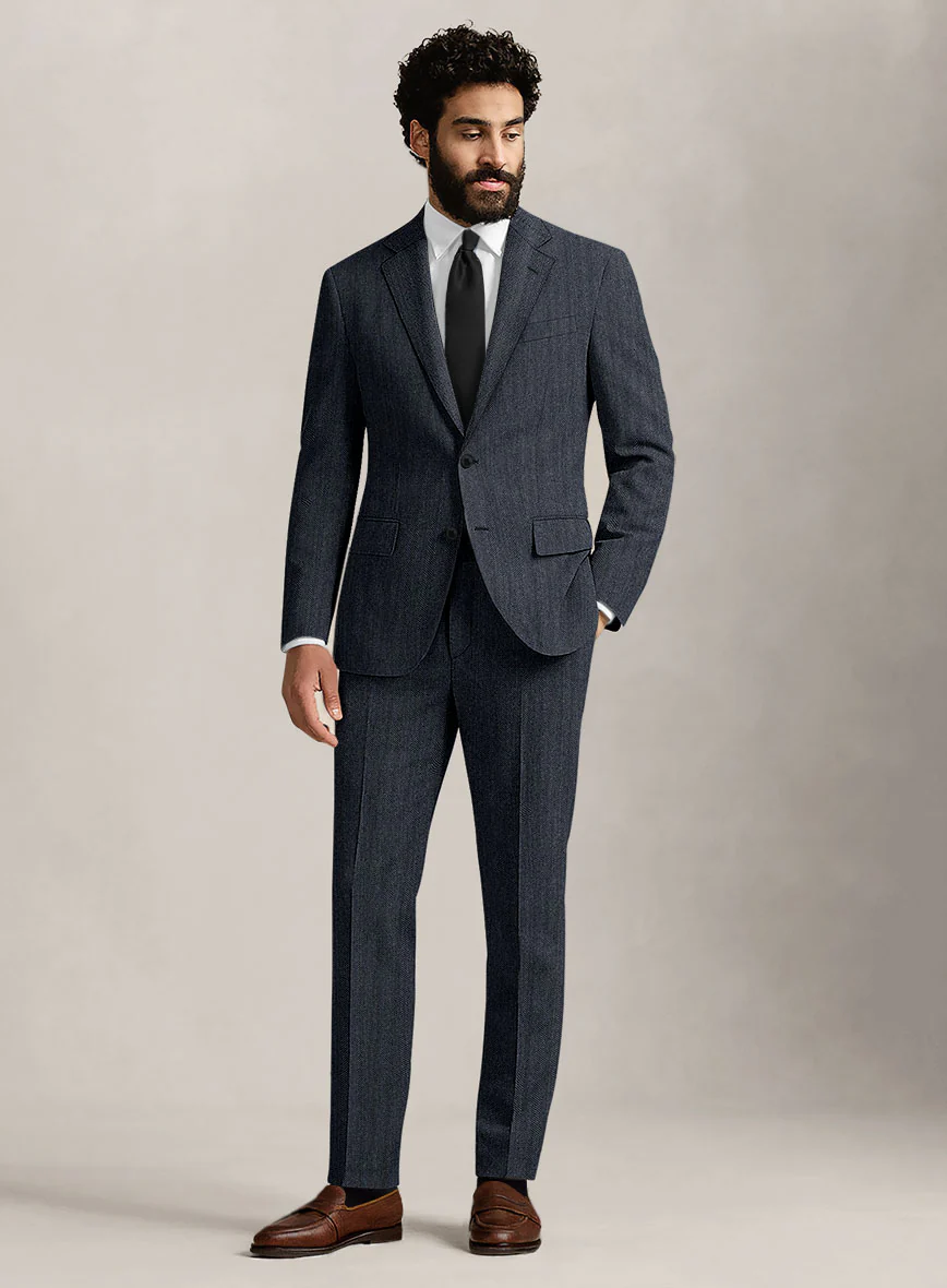Bristol Steel Blue Herringbone Suit