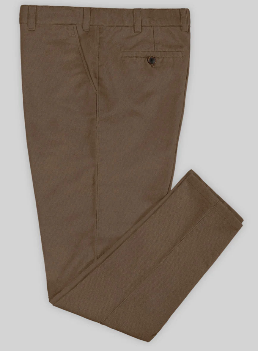 Washed Brown Feather Cotton Canvas Stretch Chino Pants - Image 3
