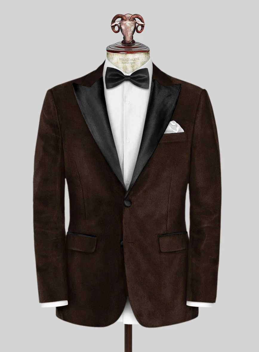 Brown Velvet Tuxedo Suit - Image 3