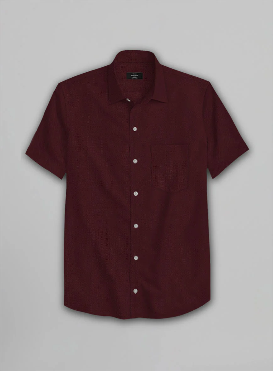 Burgundy Herringbone Cotton Shirt