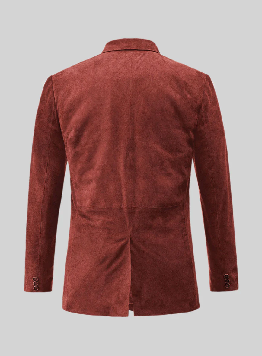 Burnt Red Suede Leather Blazer - Image 2
