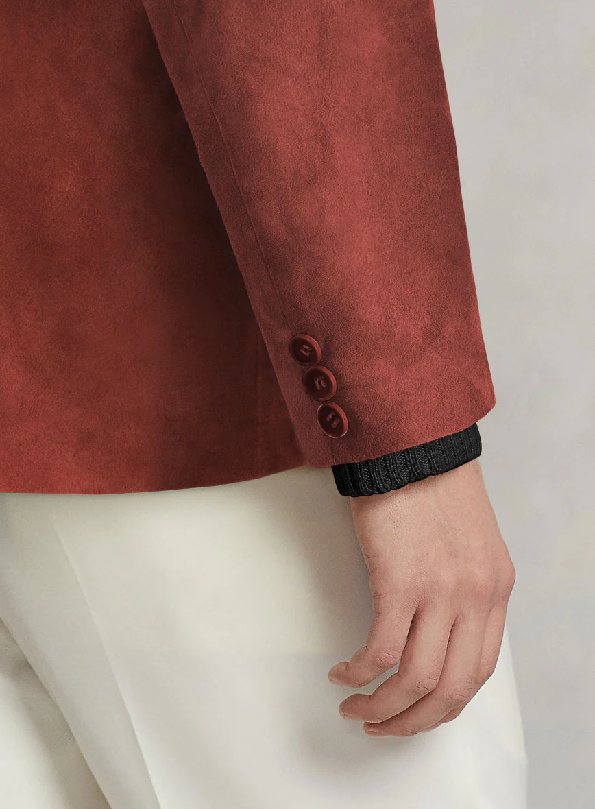 Burnt Red Suede Leather Blazer - Image 4