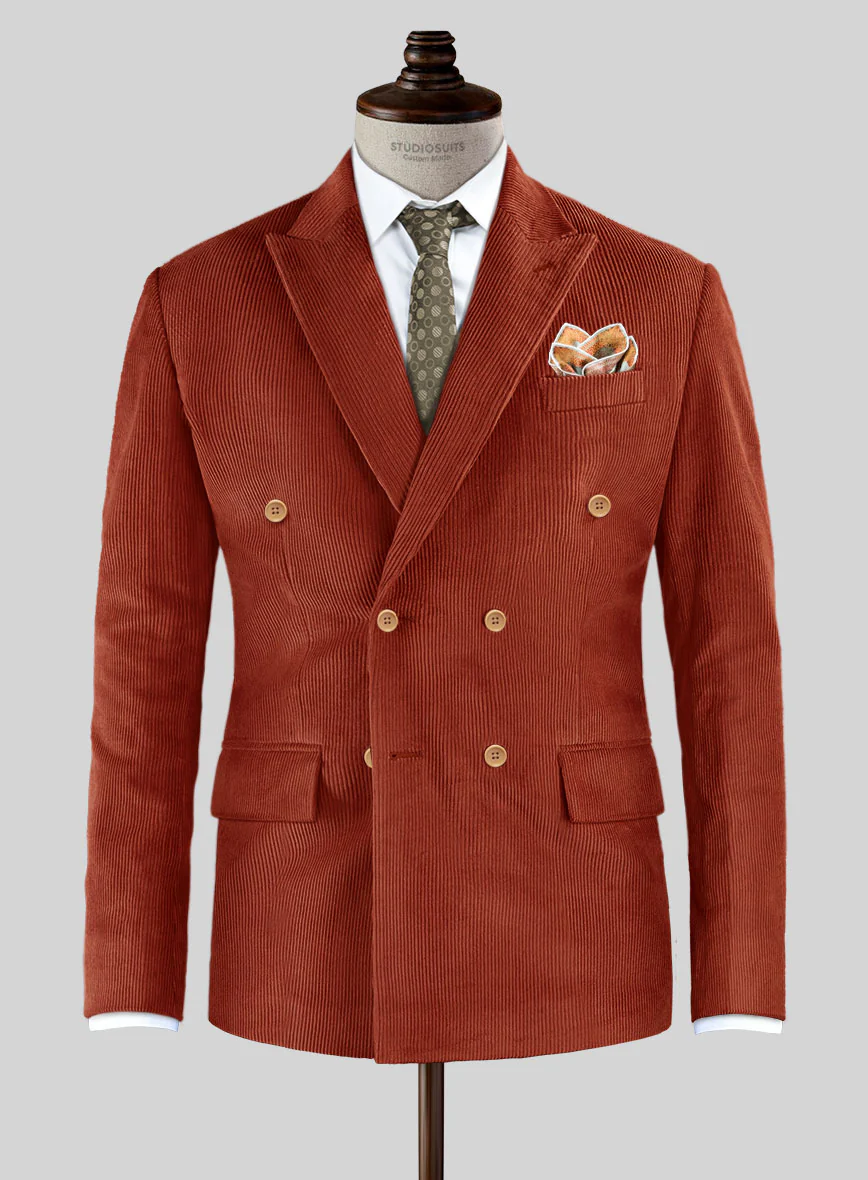 Burnt Sienna Corduroy Double Breasted Suit - Image 4