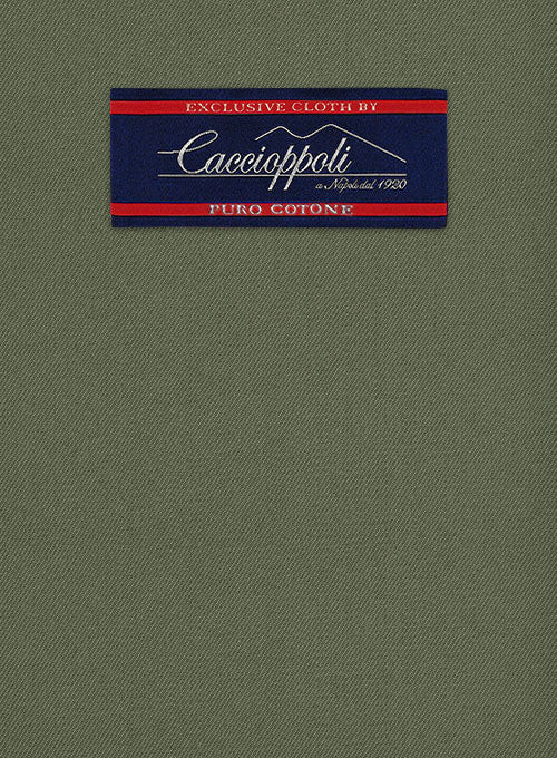 Caccioppoli Cotton Gabardine Myrtle Green Pants - Image 2