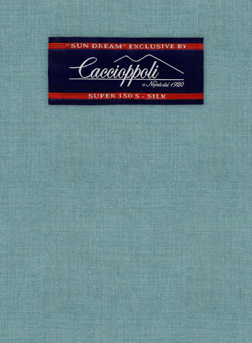 Caccioppoli Sun Dream Aqua Blue Wool Silk Suit - Image 5