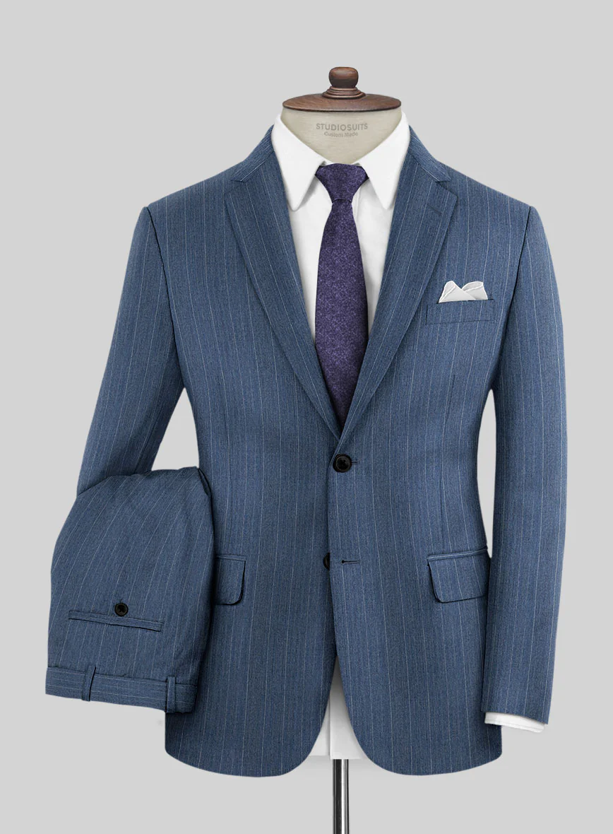 Caccioppoli Sun Dream Bansco Blue Wool Silk Suit