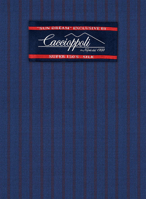 Caccioppoli Sun Dream Calgio Royal Blue Wool Silk Pants - Image 5