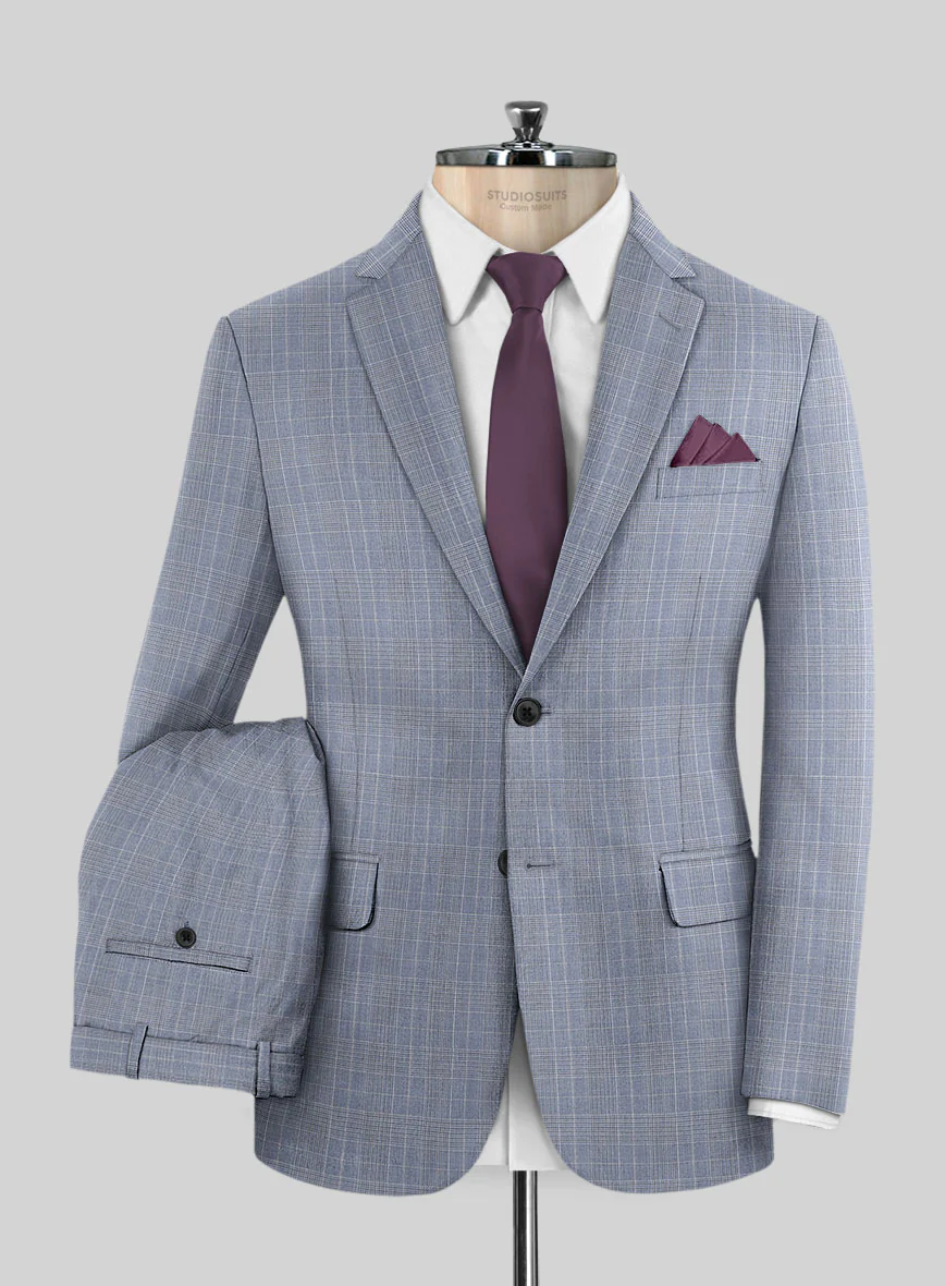 Caccioppoli Sun Dream Dorna Blue Wool Silk Suit