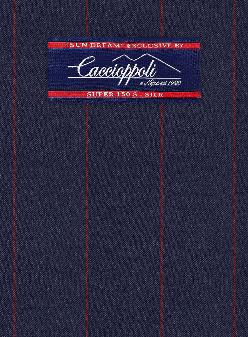 Caccioppoli Sun Dream Grezo Dark Blue Wool Silk Pants - Image 3