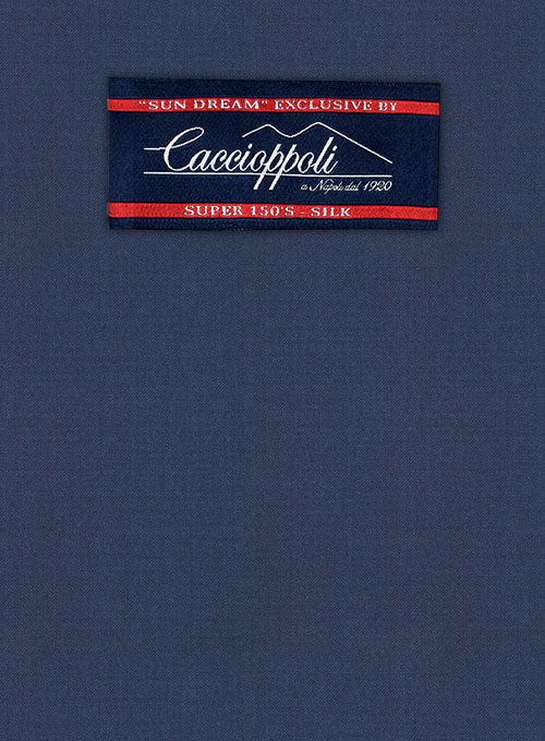 Caccioppoli Sun Dream Ink Blue Wool Silk Pants - Image 2