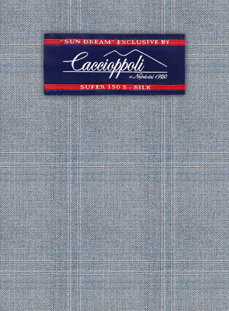 Caccioppoli Sun Dream Quirrt Light Blue Wool Silk Pants - Image 3