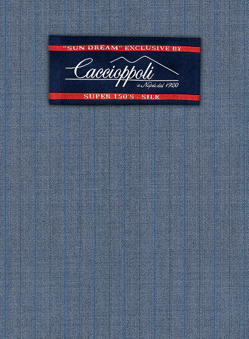 Caccioppoli Sun Dream Risca Blue Wool Silk Pants - Image 2