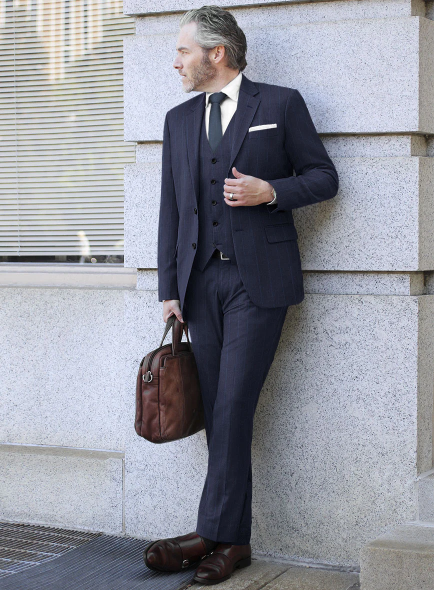 Caccoppoli Sun Dream Colta Blue Wool Silk Suit - Image 2