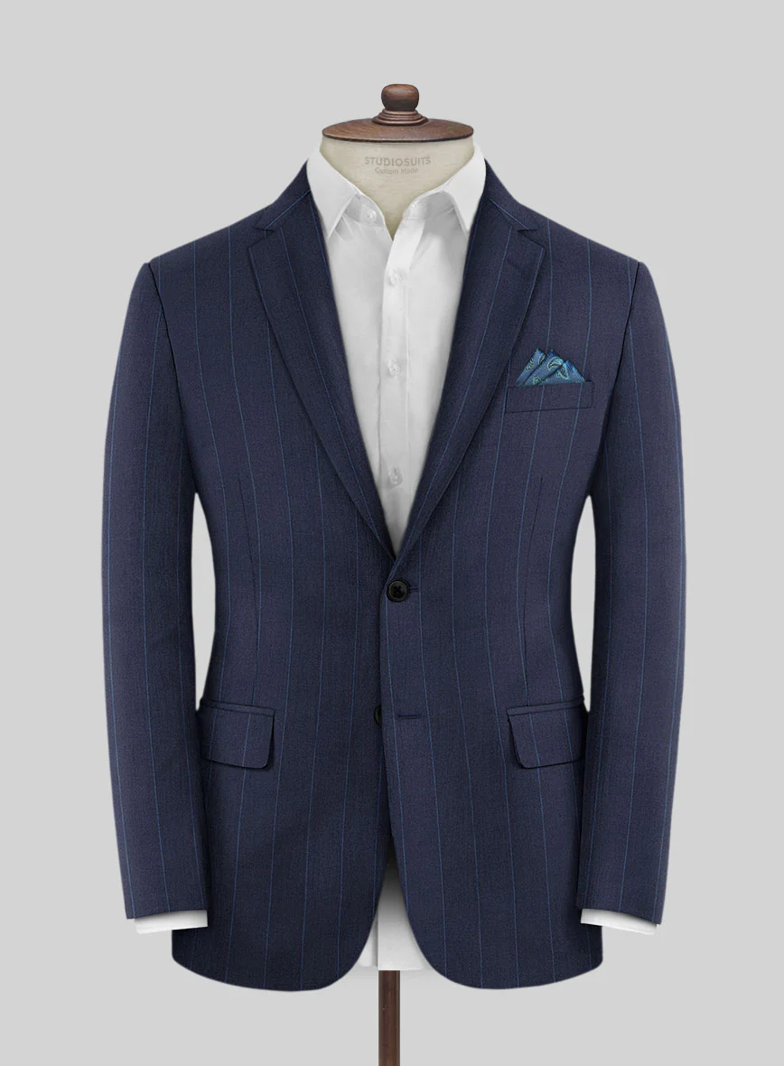 Caccoppoli Sun Dream Colta Blue Wool Silk Suit - Image 3