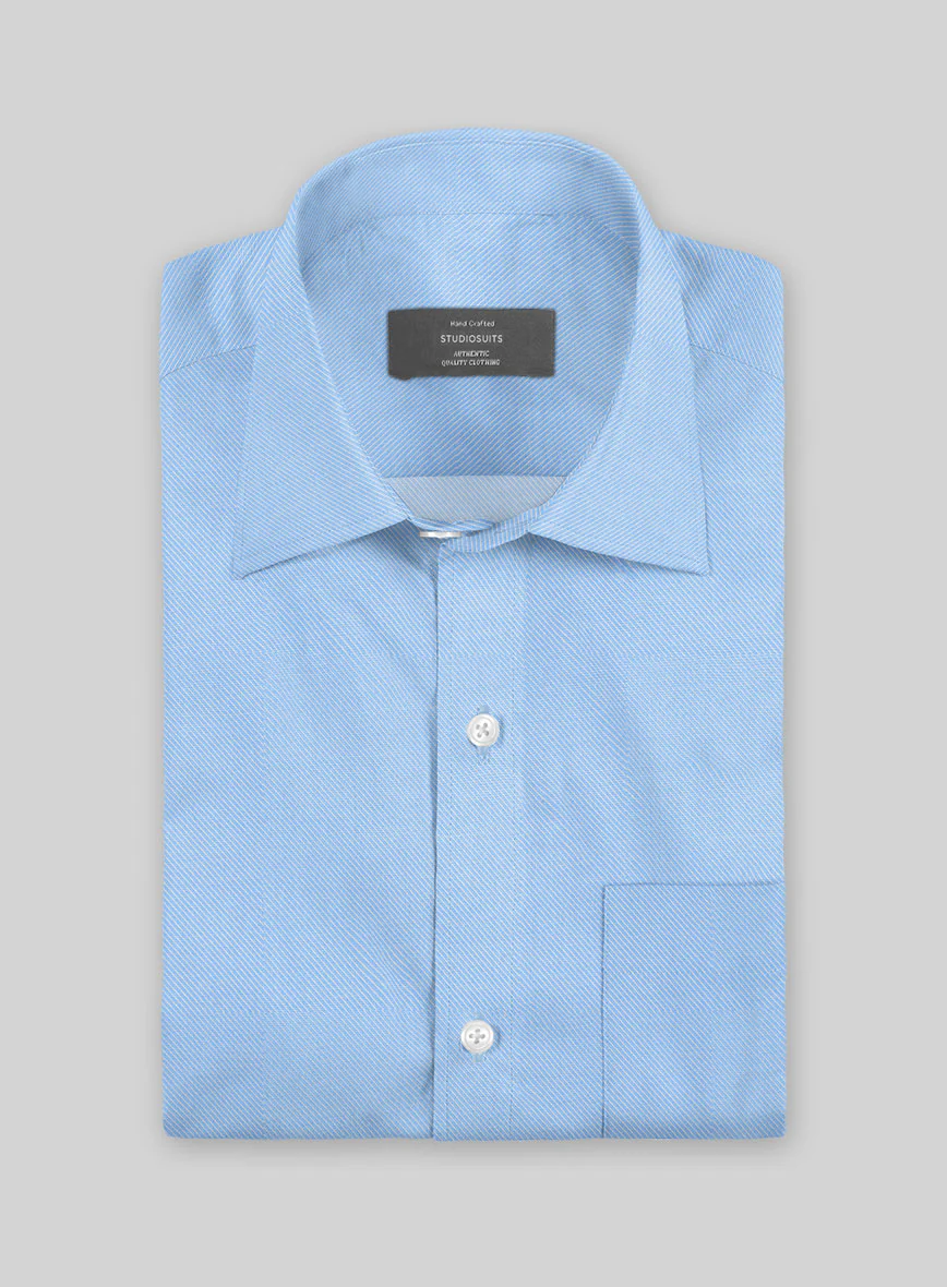 Cambridge Blue Twill Cotton Shirt