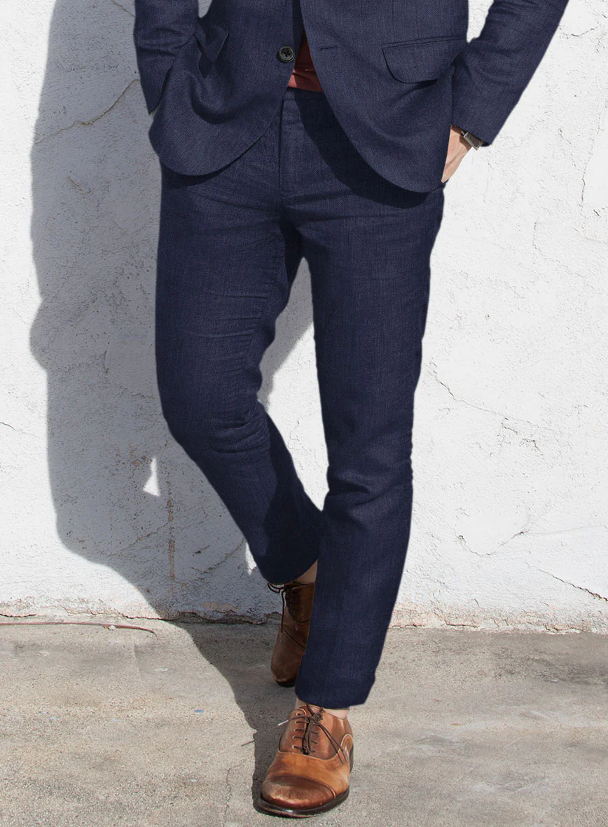 Campari Berry Blue Linen Pants - Image 2