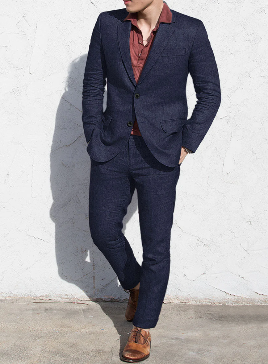 Campari Berry Blue Linen Suit - Image 2