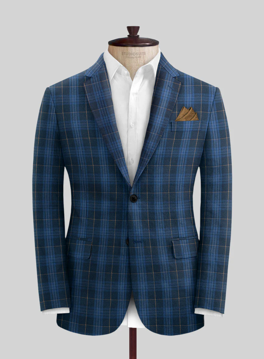 Campari Jet Blue Checks Linen Suit - Image 3