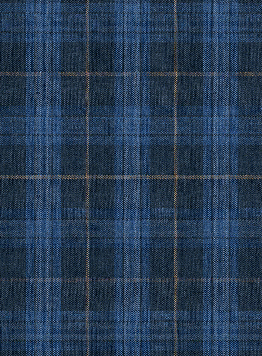 Campari Jet Blue Checks Linen Suit - Image 6