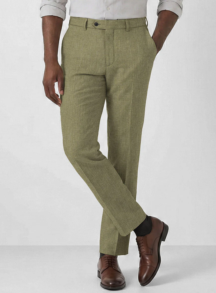 Campari Rustic Green Linen Pants