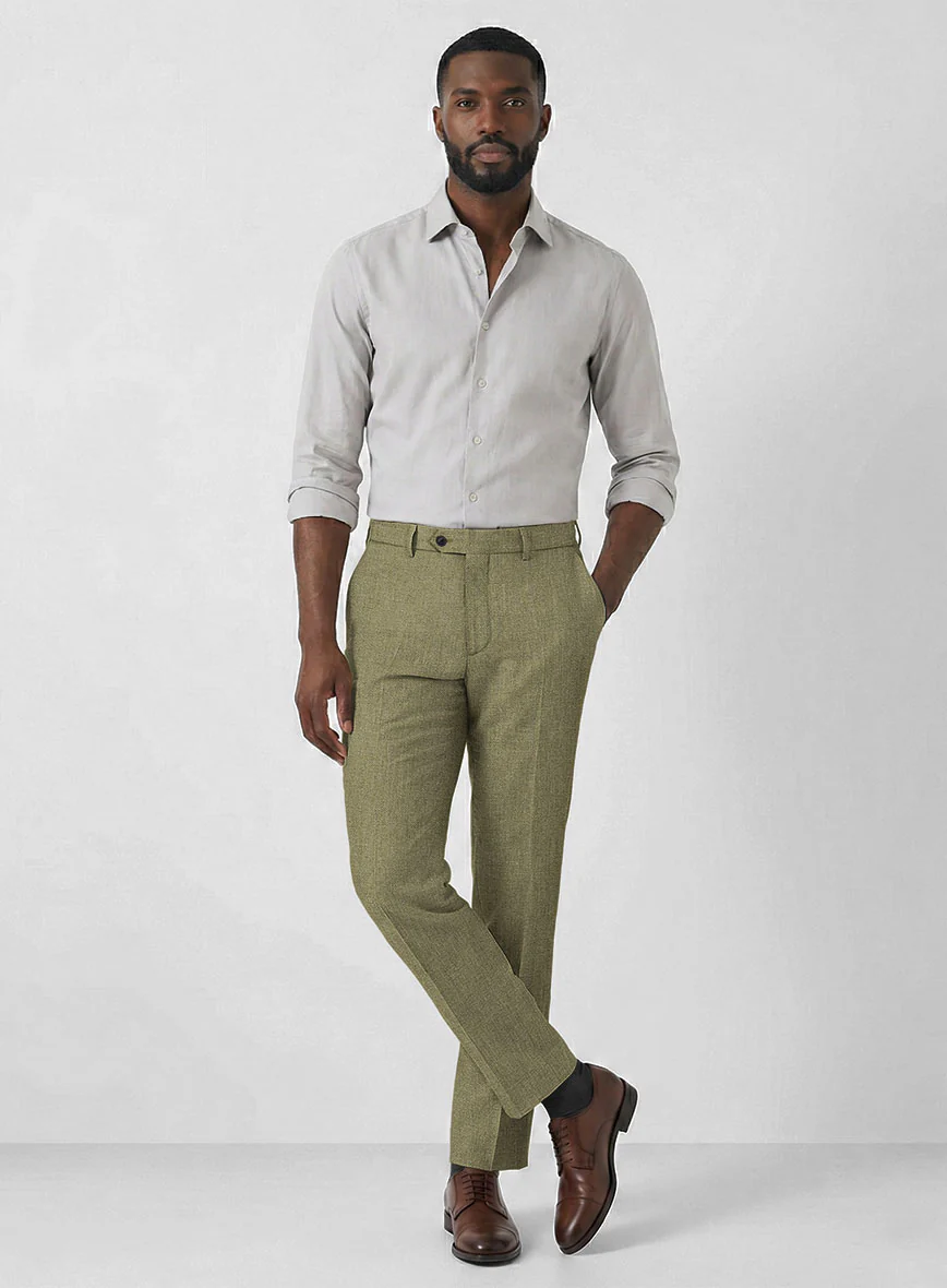 Campari Rustic Green Linen Pants - Image 3