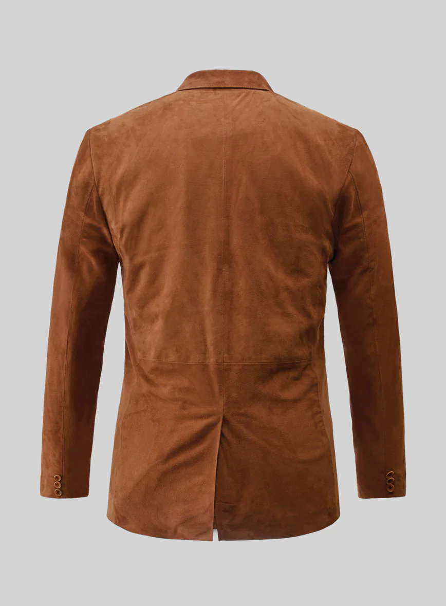 Caramel Brown Suede Leather Blazer - Image 3