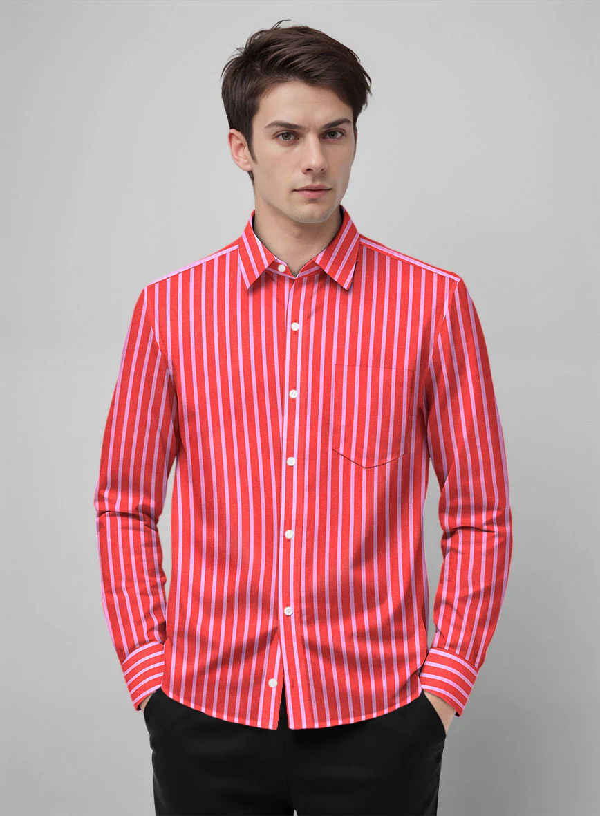 Carmine Stripe Organic Cotton Shirt - Image 2