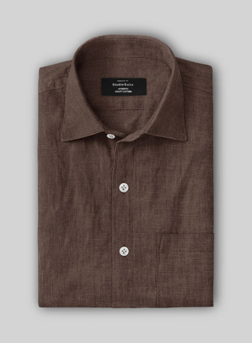 Cedar Brown Pure Linen Shirt - Image 2