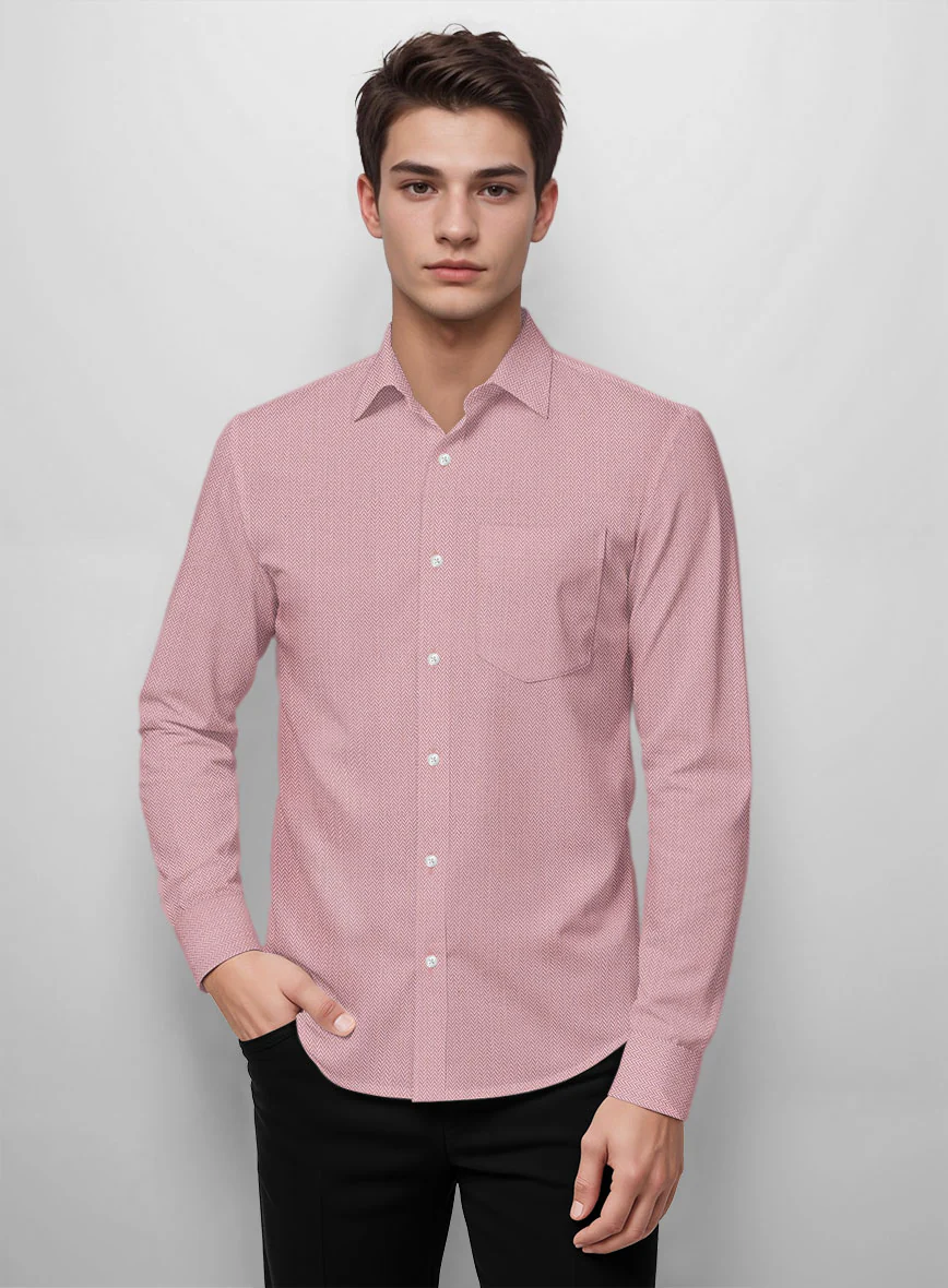 Cedillac Pink Herringbone Cotton Shirt - Image 2