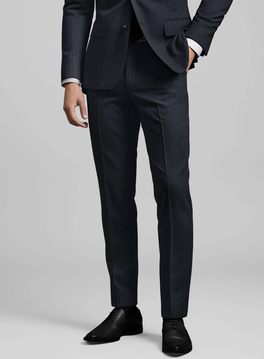 Chalkstripe Blue Wool Pants