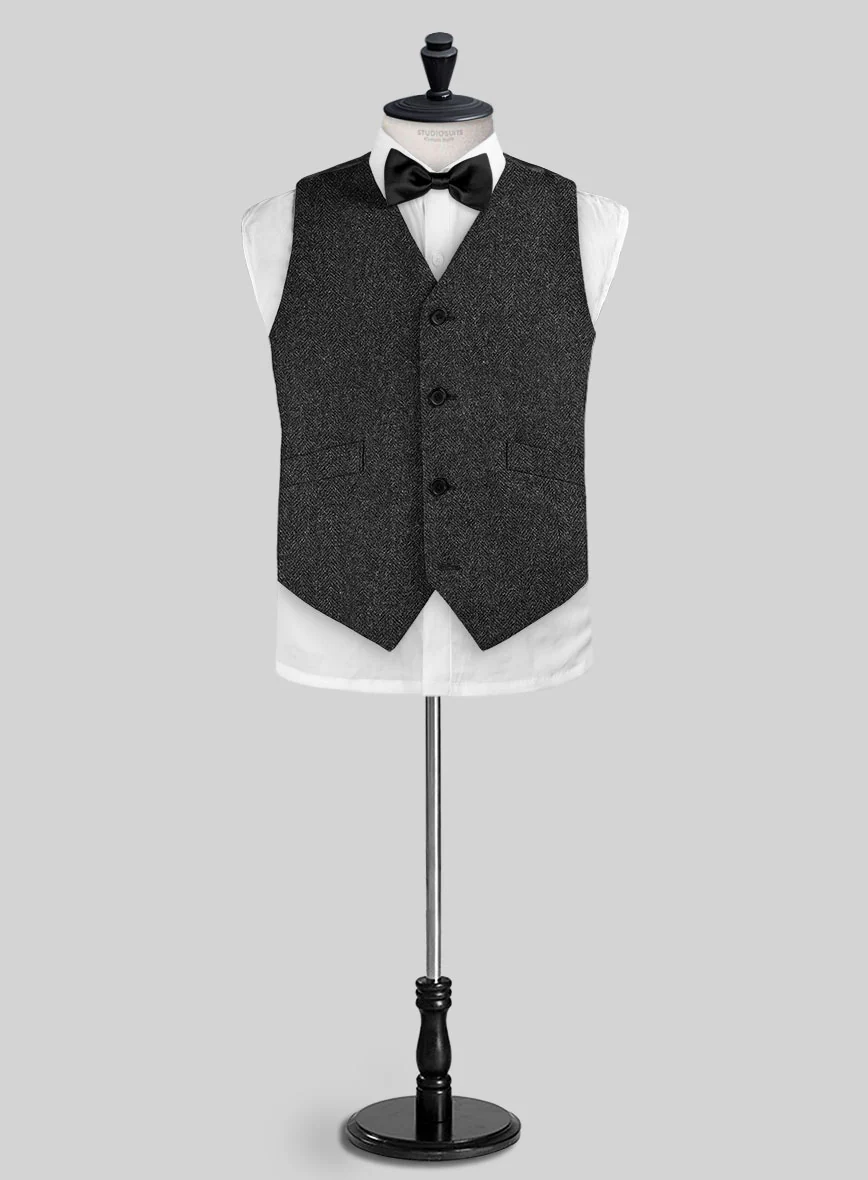 Charcoal Herringbone Tweed Boys Suit - Image 3