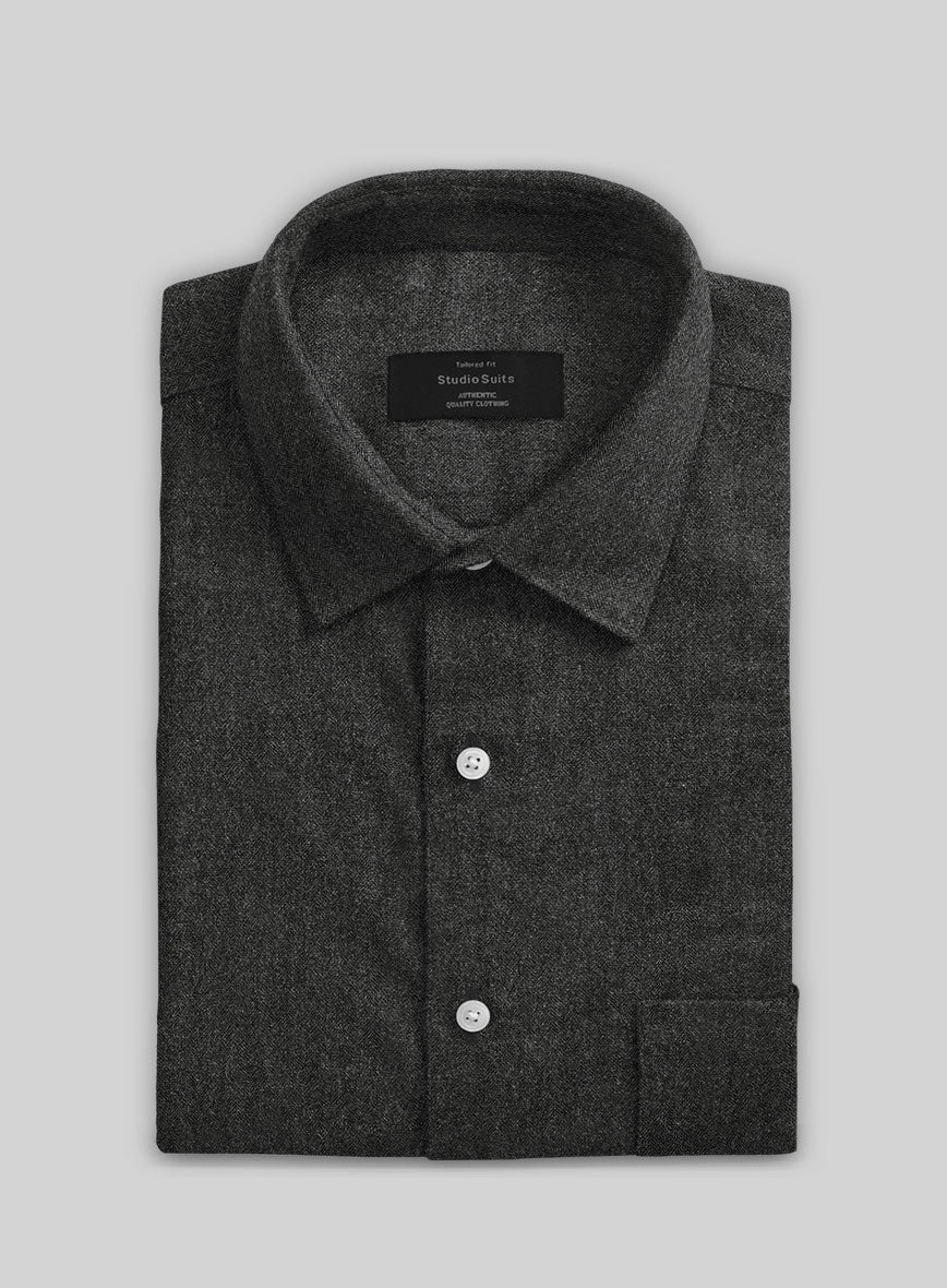 Charcoal Herringbone Tweed Shirt