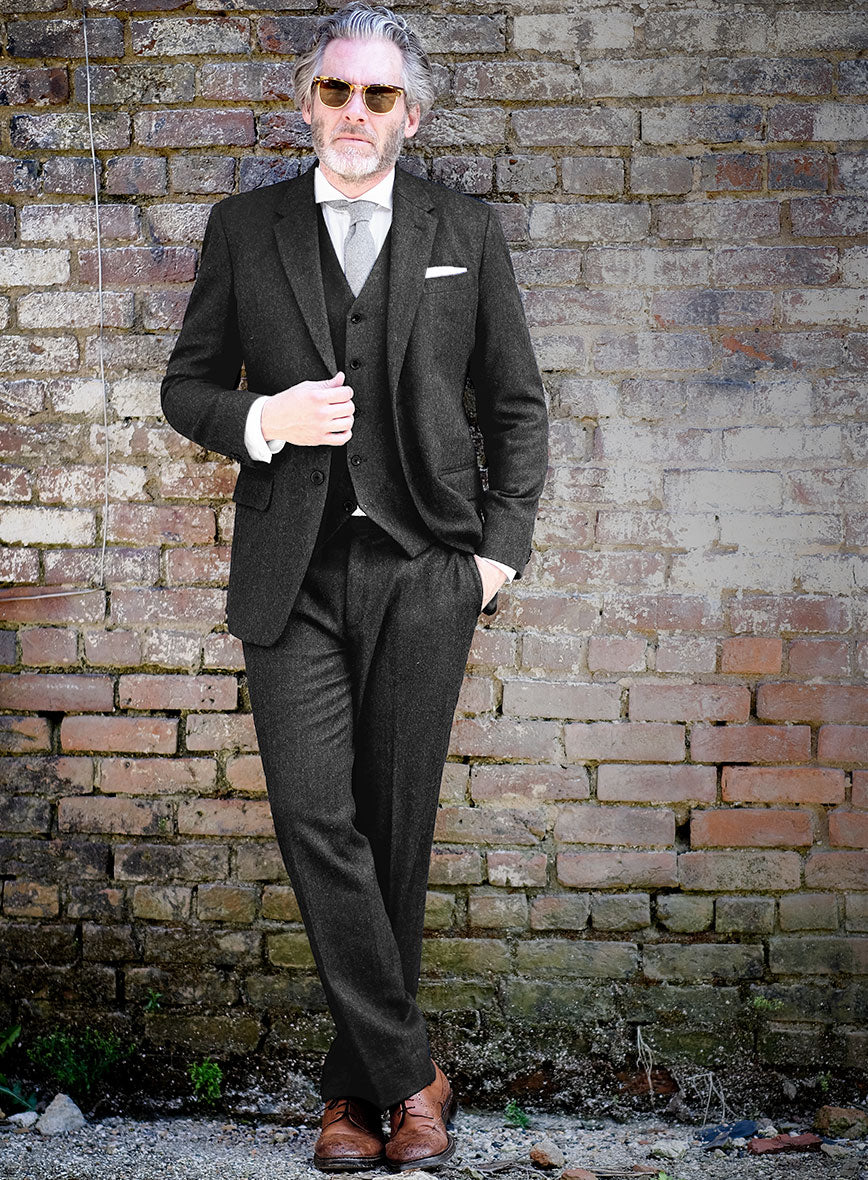 Charcoal Herringbone Tweed Suit - Image 3