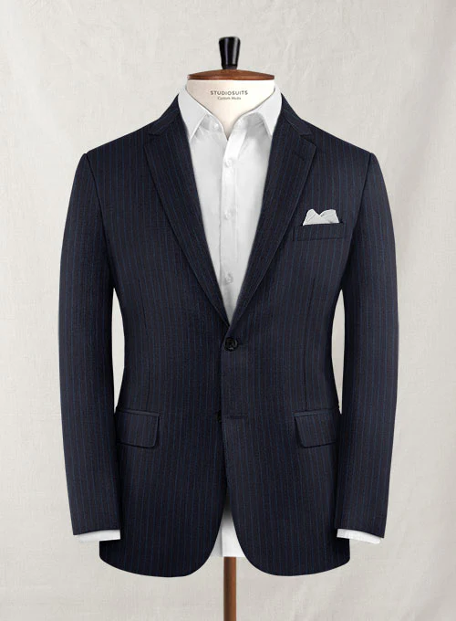 Charles Clayton Iada Blue Stripe Wool Cashmere Jacket