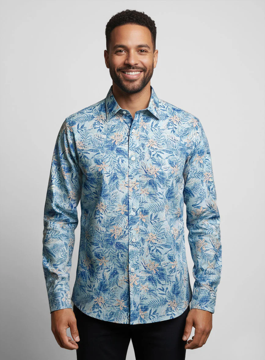 Coastal Palm Drift Cotton Shirt