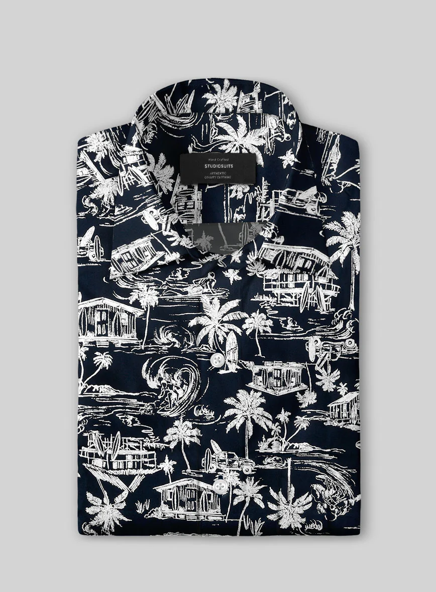 Coastal Sketch Cotton Shirt - Image 2