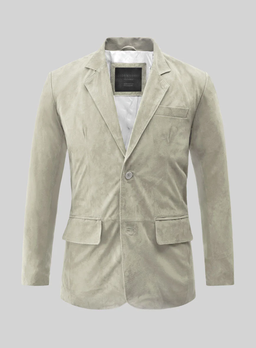 Cream Beige Suede Leather Blazer