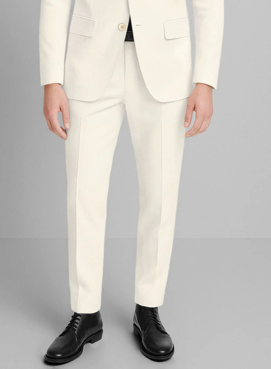 Cream Napoli Stretch Light Weight Cotton Pants - Image 2