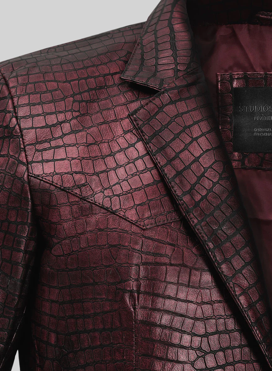Croc Antique Rose Western Leather Blazer - Image 3