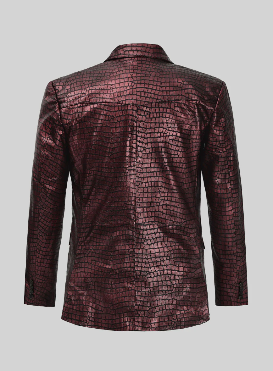 Croc Antique Rose Western Leather Blazer - Image 5